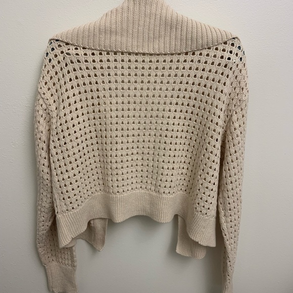 Universal Thread Cream Open Knit Cardigan Small Shall Collar, Cropped Sweater - Picture 3 of 10